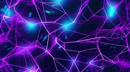 0934. Minimalist Neon Purple and Teal Cybernetic Network Background. Generative AI