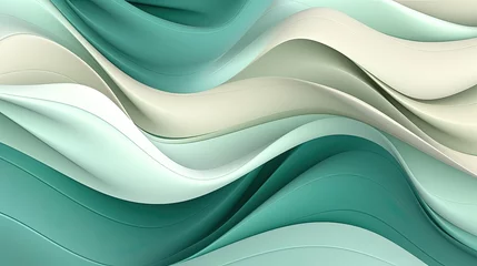 Foto op Canvas 0944. Mint Green and Ivory Digital Wave Background. Generative AI © hamzahalderad