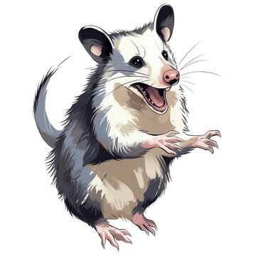 Funny possum illustration isolated - Generative AI