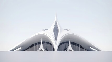 Fototapeta na wymiar 3D futuristic sci-fi white city architecture with organic skyscrapers, for science fiction or fantasy backgrounds, Abstract building, Generative AI illustration