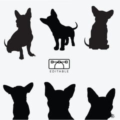 black dog silhouettes set