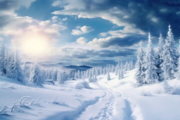Obraz premium winter landscape background with snow