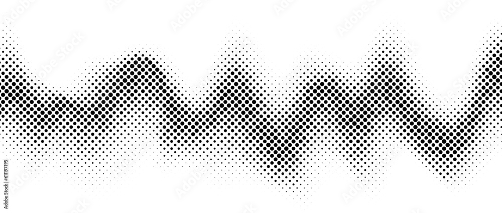 Poster halftone wave gradient texture. faded noise grain wallpaper. black and white grunge grit surface. pi