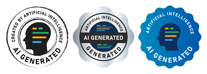 AI Generated emblem stamp label badge of artificial intelligence tag head line of code