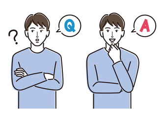 疑問解決セット　カジュアルな服装の男性