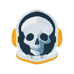 A skull wearing astronaut helmet and vector illustration