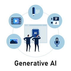 Business people discuss generative AI generated created by artificial intelligence