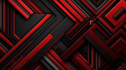 1126. Red and Black Line Abstract Geometric Background. Generative AI