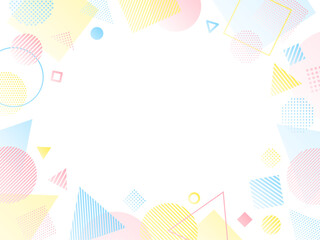 カラフルな丸と三角と四角のフレーム
