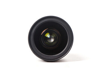 Close up and isolated shot of a DSLR camera lens