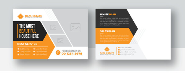 Real Estate Postcard Vector Template | Modern And Elegant Postcard Template For Home Sale | Postcard or Eddm postcard design template