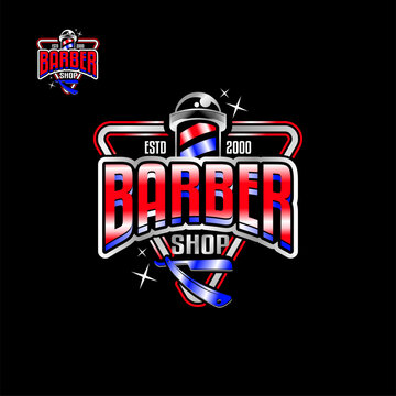barber shop logo emblem vintage style vintage label, badge, or emblem on gray background. Vector template
