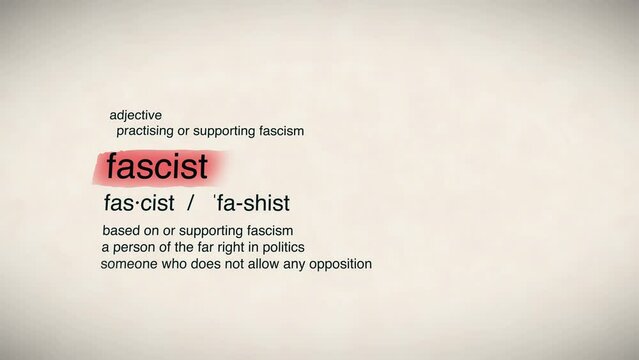 The Word Fascist Red Highlighted in a Dictionary Animation