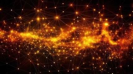 Obraz premium 1241. Yellow and Orange Harmonious Cybernetic Network Background. Generative AI