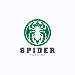 Spider Logo, Insect Animal Vector, Minimalist Design Symbol Illustration Silhouette © Arya19