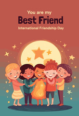 Happy Internasional Friendship Day poster card poster ilustration