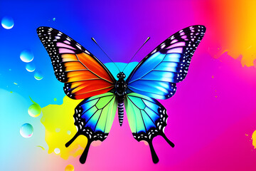 A butterfly on a multi colorful background