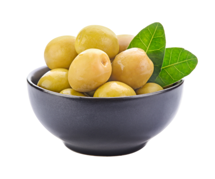 green olives in a bowl on transparent png - Powered by Adobe