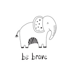 Vector illustration of cute elephant in doodle style isolated on white background for textile decoration and nursery