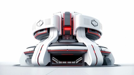 3D futuristic sci-fi white red city architecture with organic skyscrapers, for science fiction or fantasy backgrounds, Abstract building, Generative AI illustration