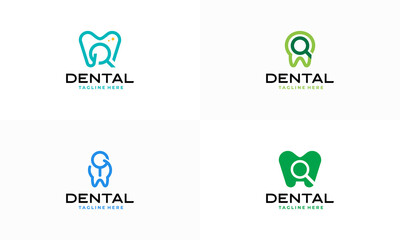 Set of Dental Clinic Logo Tooth abstract design vector template. Dentist Search medical doctor logo