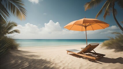 Fototapeta premium summer beach background illustration. copy space. generative Ai 