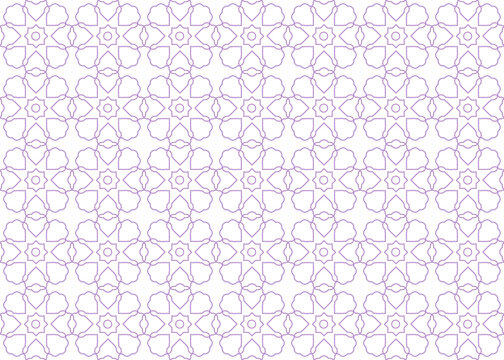 Geometric grid pattern and white background. The creativity of the cirlces and eight pointed stars shape in pastel and seamless