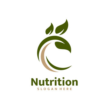 Letter C leaf nutrition logo template design vector