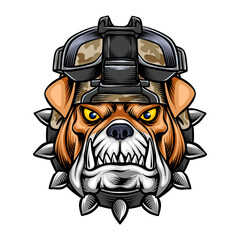 Vector illustration of a bulldog head wearing a heroic U.S Army cap,