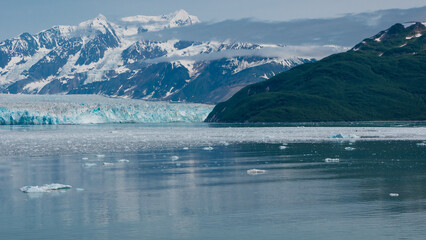 Glacier bay nature landscape view. Mountain coast natural alpine landscape.