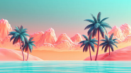 Fototapeta na wymiar Pastel colors of tropical beach background. Summer holiday and travel vacation concept, Generative AI