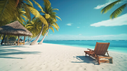 Tropical beach background. Summer holiday and travel vacation concept, Generative AI