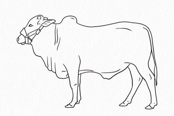 Domestic animal line drawing. Cow for qurbani outline