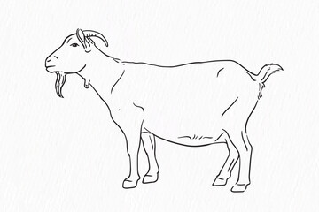 Domestic animal line drawing. goat for qurbani outline
