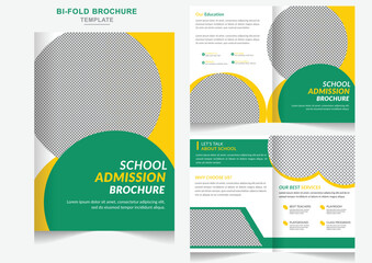 Education Bifold Brochure with modern abstract school admission brochure design template