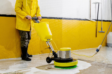 Long carpet chemical cleaning with professionally disk machine. Regular clean up.