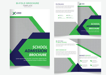 Education Bifold Brochure with modern abstract school admission brochure design template