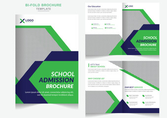 Fototapeta premium Education Bifold Brochure with modern abstract school admission brochure design template