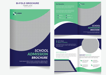 Kids back to school admission bifold brochure design or back-to-school admission brochure template