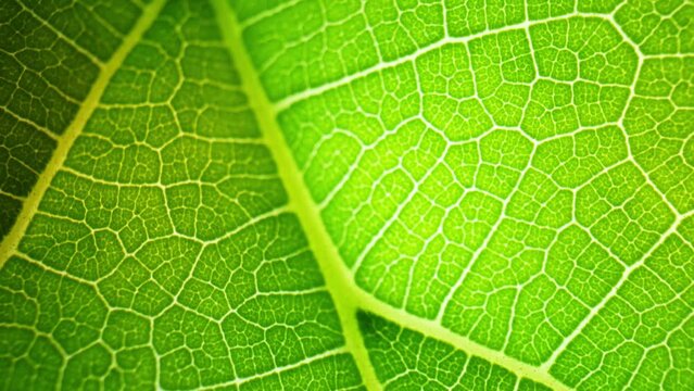 The veins crisscrossing the leaf are prominently showcased, showcasing the elaborate network of vessels that transport nutrients and water throughout the plant. Natural green leaf background.
