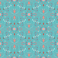 Fototapeta na wymiar Elegant Decorative Tiled Seamless Pattern, Background. Template for Textile, Wallpaper and Any Printing Types