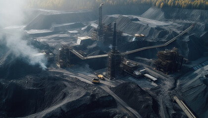 aerial view of coal mining site