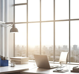 Oficina moderna con iluminaci&oacute;n natural de d&iacute;a,  IA Generativa