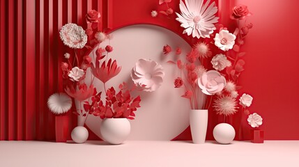 Flowers background 3D. Generative AI