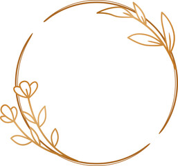 Elegant gold circle floral frame for wedding invitation, engagement invitation, greeting card, or logo