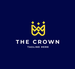Fototapeta premium Graceful linear crown logo design template. Creative royal king queen symbol. Premium boutique, jewelry, wedding salon logotype design concept icon.