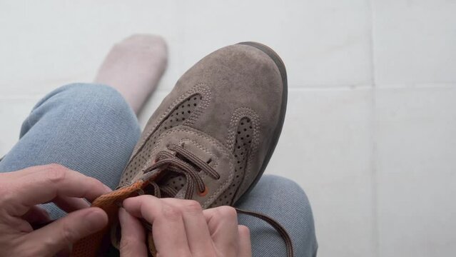 prepared work safety shoe for construction worker, close up
