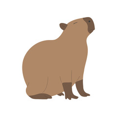 capybara single 7 cute on a white background, vector illustration.