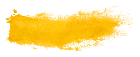 Shiny yellow brush watercolor painting isolated on transparent background. watercolor png