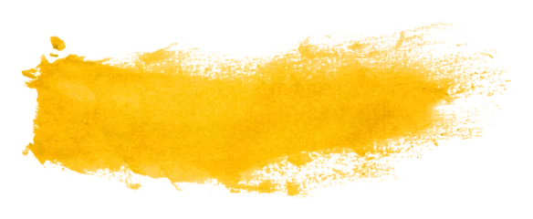 Fotobehang Aquarel Shiny yellow brush watercolor painting isolated on transparent background. watercolor png  © คเณศ จันทร์งาม